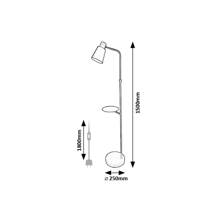 Rabalux - Staande Lamp met een plank 1xE27/40W/230V zwart