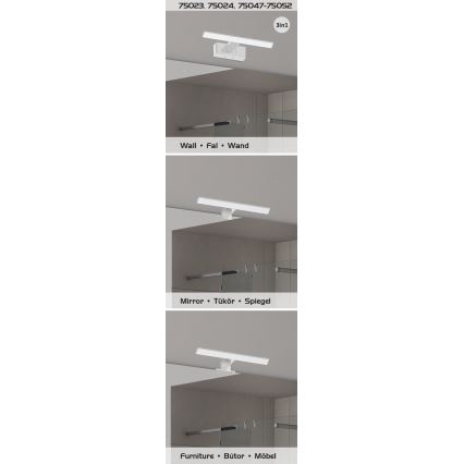 Rabalux - LED-spiegelverlichting voor de badkamer, 6W, 230V, IP44, 30 cm, glanzend chroom