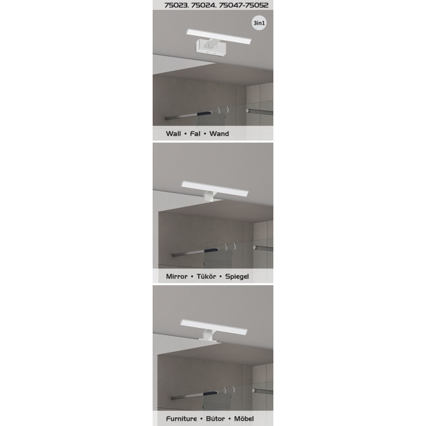 Rabalux - LED-spiegelverlichting voor de badkamer, 6W, 230V, IP44, 30 cm, glanzend chroom