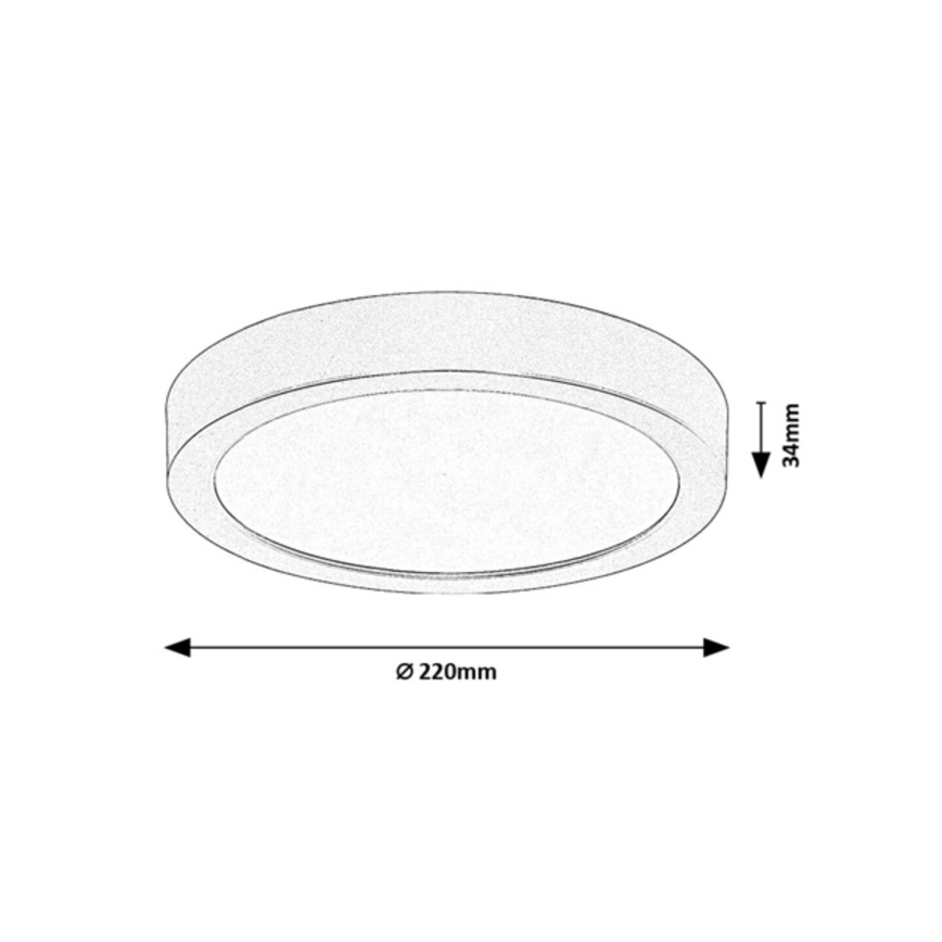 Rabalux - Plafonnier LED pour salle de bains, 24 W, 230 V, Ø 22 cm, IP44, noir