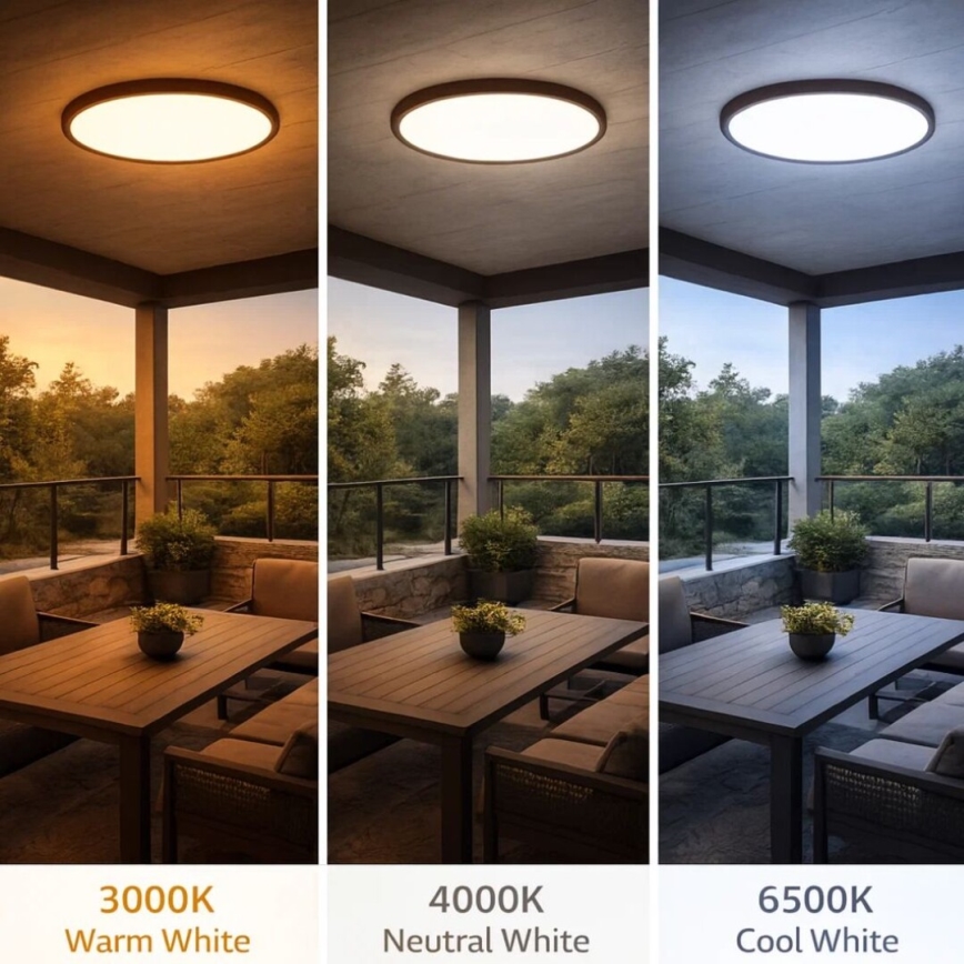 Rabalux - LED plafondlamp voor de badkamer, 24W, 230V, keuze uit 3000/4000/6000K, Ø 40 cm, IP44, bruin