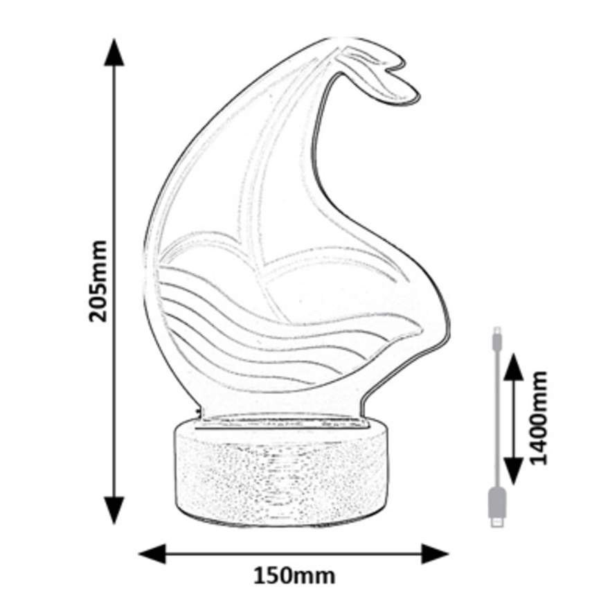 Rabalux - Lampe de table enfant LED/2W/5V 3000K bateau hêtre