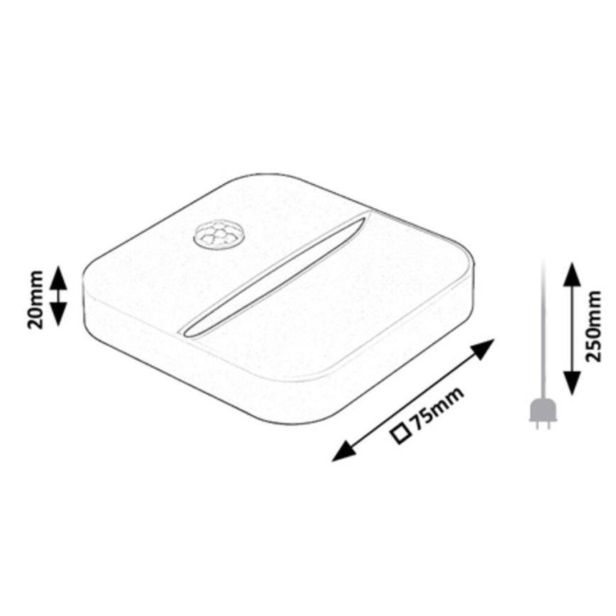 Rabalux - Veilleuse rechargeable avec détecteur LED/0,15W/3,7V 3000K 300 mAh