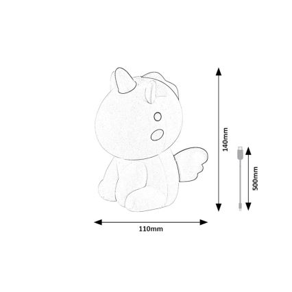 Rabalux - Petite lampe tactile pour enfant LED RGB à intensité variable et rechargeable LED/0,45W/5V