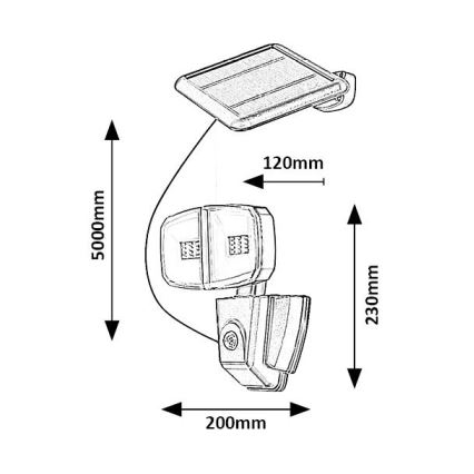 Rabalux - Projecteur solaire avec détecteur ZLARIN LED/12W/3,7V IP44