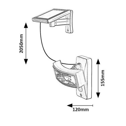 Rabalux - Éclairage solaire avec détecteur LED/2,4W/3,7V IP44