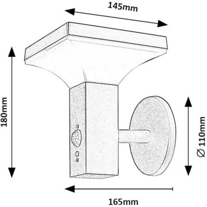 Rabalux - Applique murale solaire avec détecteur LED/4W/230V IP44 noir