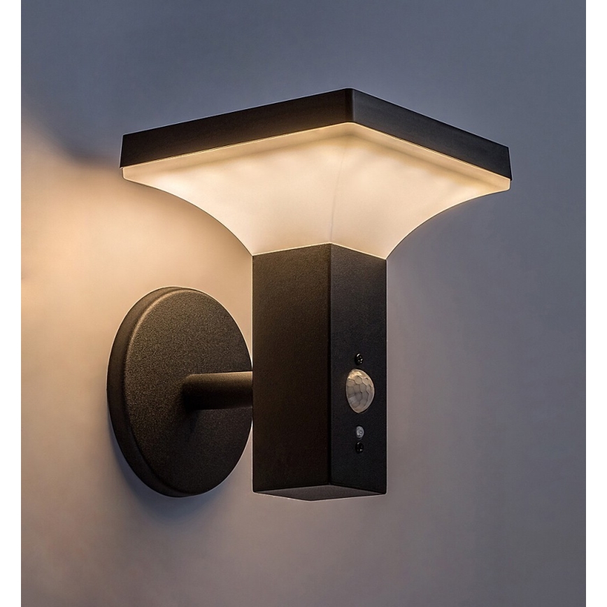 Rabalux - LED Solar Wandlamp met sensor LED/4W/230V IP44 zwart 2200 mAh