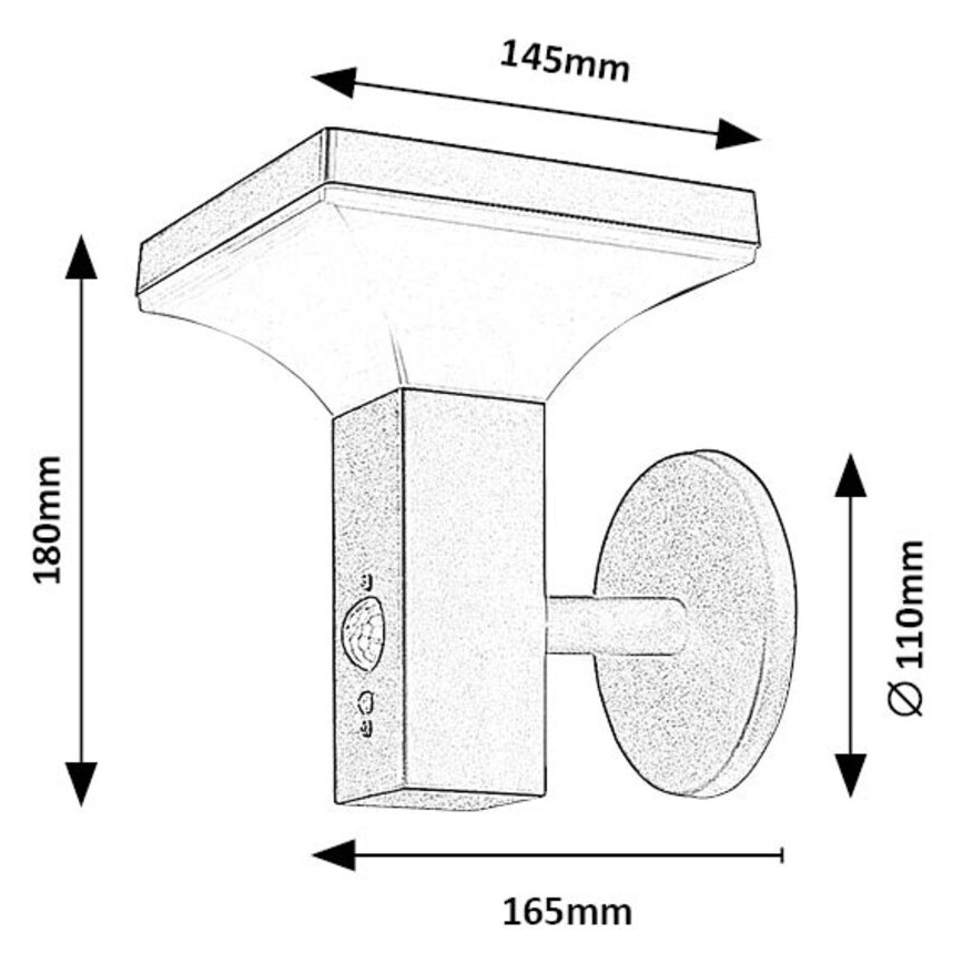 Rabalux - LED Solar Wandlamp met sensor LED/4W/230V IP44 zwart 2200 mAh