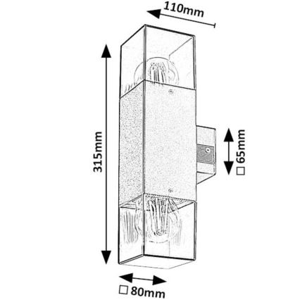 Rabalux - Wandlamp voor buiten 2xE27/60W/230V IP54 zwart