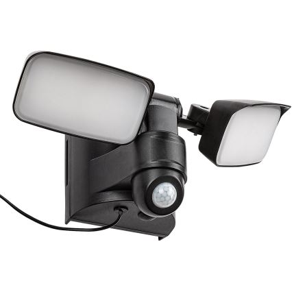 Rabalux - LED Solar wall flexible lamp met sensor en external panel 2xLED/5W/3,7V IP54 zwart