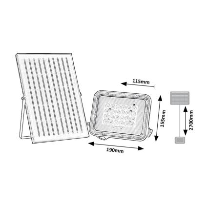 Rabalux - Projecteur solaire LED LED/6,5W/3,2V 3000/4000/6500K 1000mAh IP65