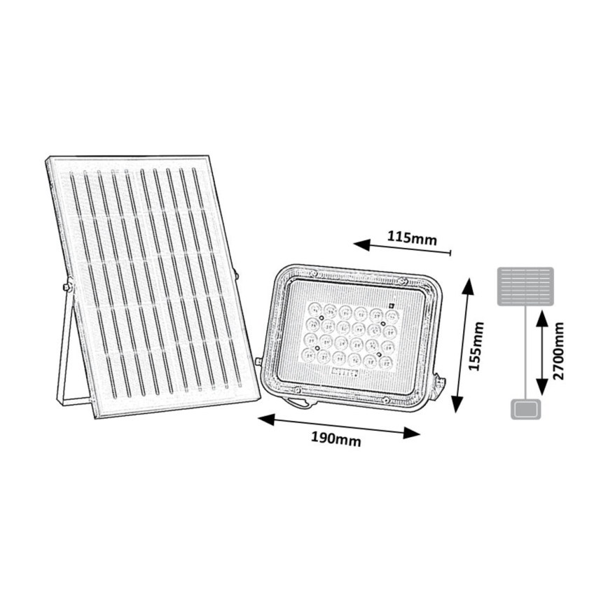 Rabalux - Projecteur solaire LED LED/6,5W/3,2V 3000/4000/6500K 1000mAh IP65