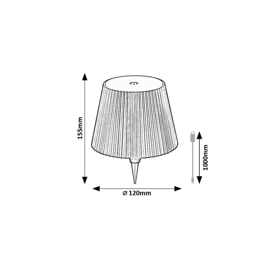 Rabalux - Abat-jour en forme de bouteille à intensité variable et rechargeable LED/2W/5V IP44