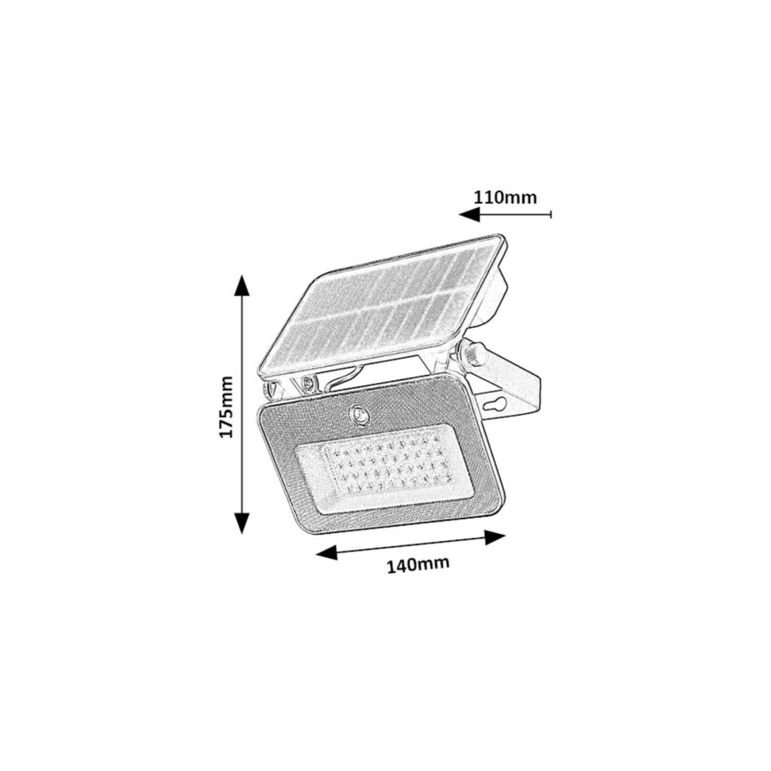 Rabalux - Projecteur solaire avec détecteur LED/6W/3,7V 3000/4000/6500K IP65 2200 mAh