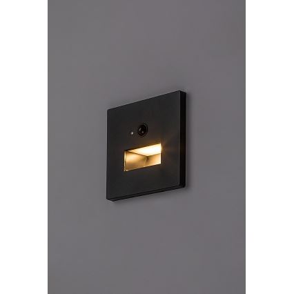 Rabalux - LED traplamp met bewegings- en schemersensor, LED/1W/230V, 3000/4500/6500K, zwart