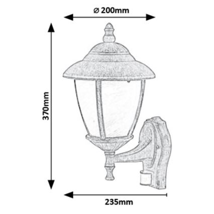 Rabalux - Applique murale extérieure avec détecteur 1xE27/60W/230V IP43 doré