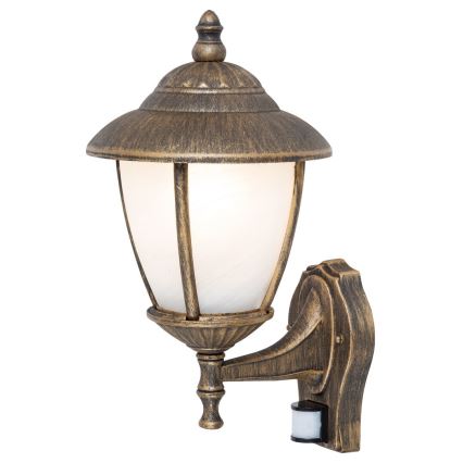 Rabalux - Buiten wandlamp met sensor 1xE27/60W/230V IP43 goud