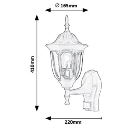 Rabalux - Applique murale extérieure avec détecteur 1xE27/60W/230V IP43 noire