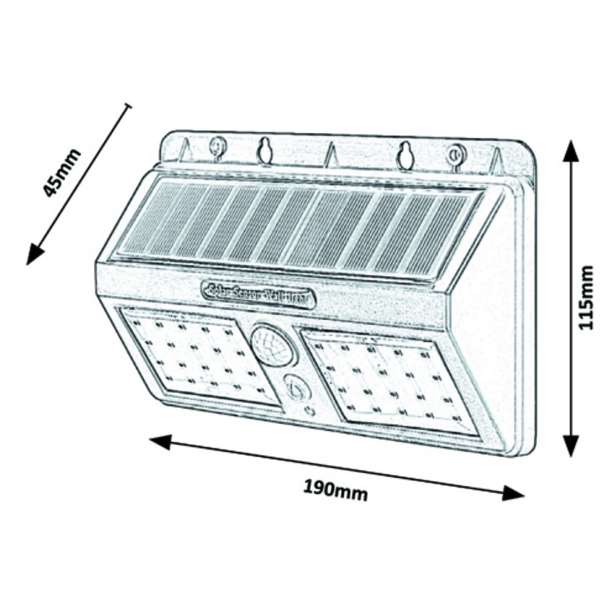 Rabalux - LED Solar Wandlamp met sensor IP44 1200 mAh