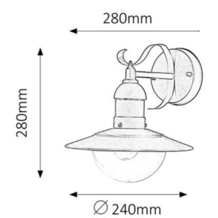 Rabalux - Applique murale extérieure 1xE27/60W/230V IP44