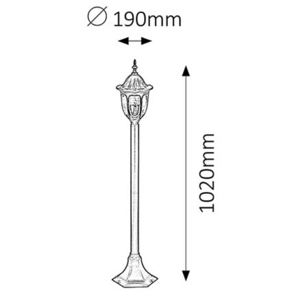 Rabalux 8345 - Lampadaire extérieur MILANO 1xE27/60W/230V