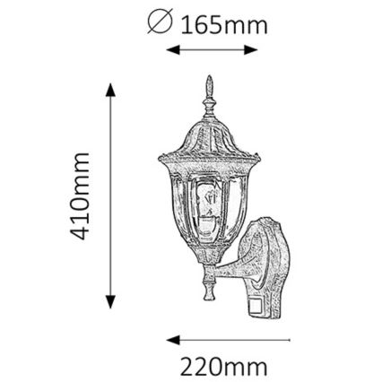 Rabalux 8370 - Buitenlicht met sensor MILANO 1x E27 / 60W / 230V