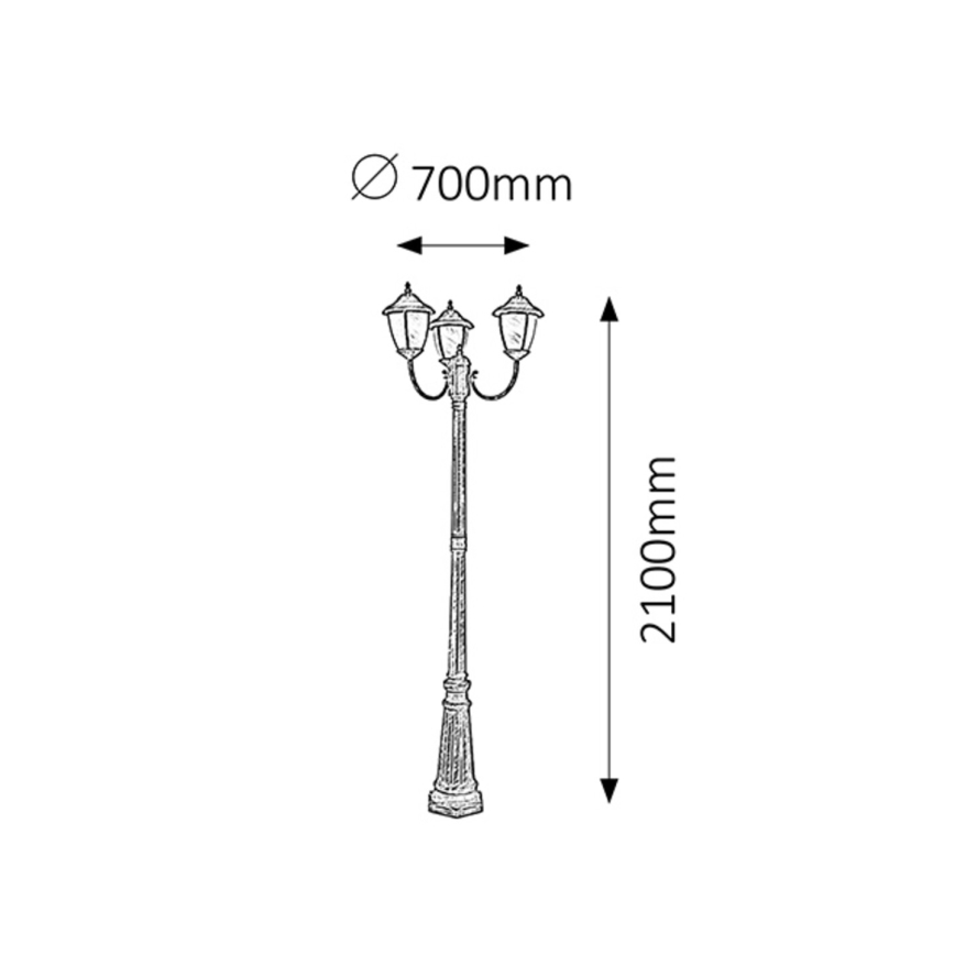 Rabalux - Lampadaire extérieur 3xE27/60W/230V 210 cm