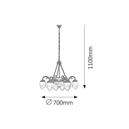 Rabalux - Hanglamp aan ketting 6xE14/40W+2xE27/60W