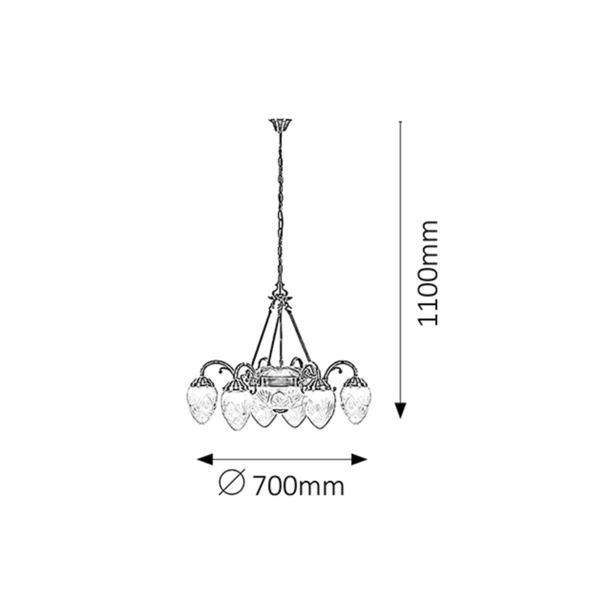 Rabalux - Hanglamp aan ketting 6xE14/40W+2xE27/60W
