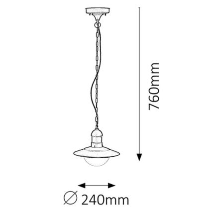 Rabalux - Suspension extérieure 1xE27/60W noire IP44