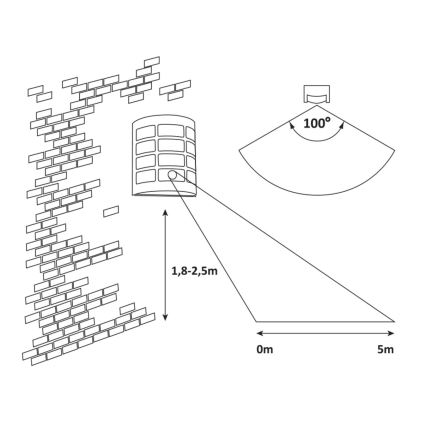 Rabalux 8800 - Wandlamp voor buiten met sensor SEVILLA 1xE27/11W/230V IP44