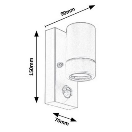 Rabalux - Applique murale extérieur avec détecteur 1xGU10/10W/230V IP44 noir