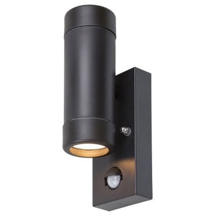 Rabalux - Buitenwandlamp met sensor 2xGU10/10W/230V zwart IP44