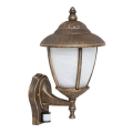 Rabalux - Buiten wandlamp met sensor 1xE27/60W/230V IP43 goud