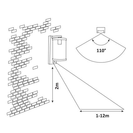 Rabalux - Buiten wandlamp met sensor 1xE27/60W/230V IP44