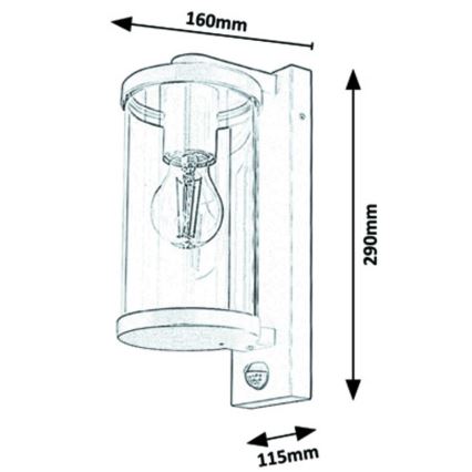 Rabalux - Buiten wandlamp met sensor 1xE27/60W/230V IP44