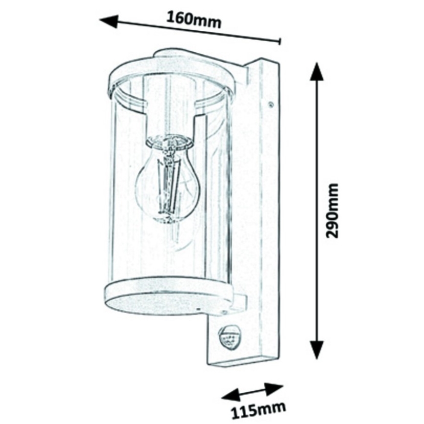 Rabalux - Buiten wandlamp met sensor 1xE27/60W/230V IP44