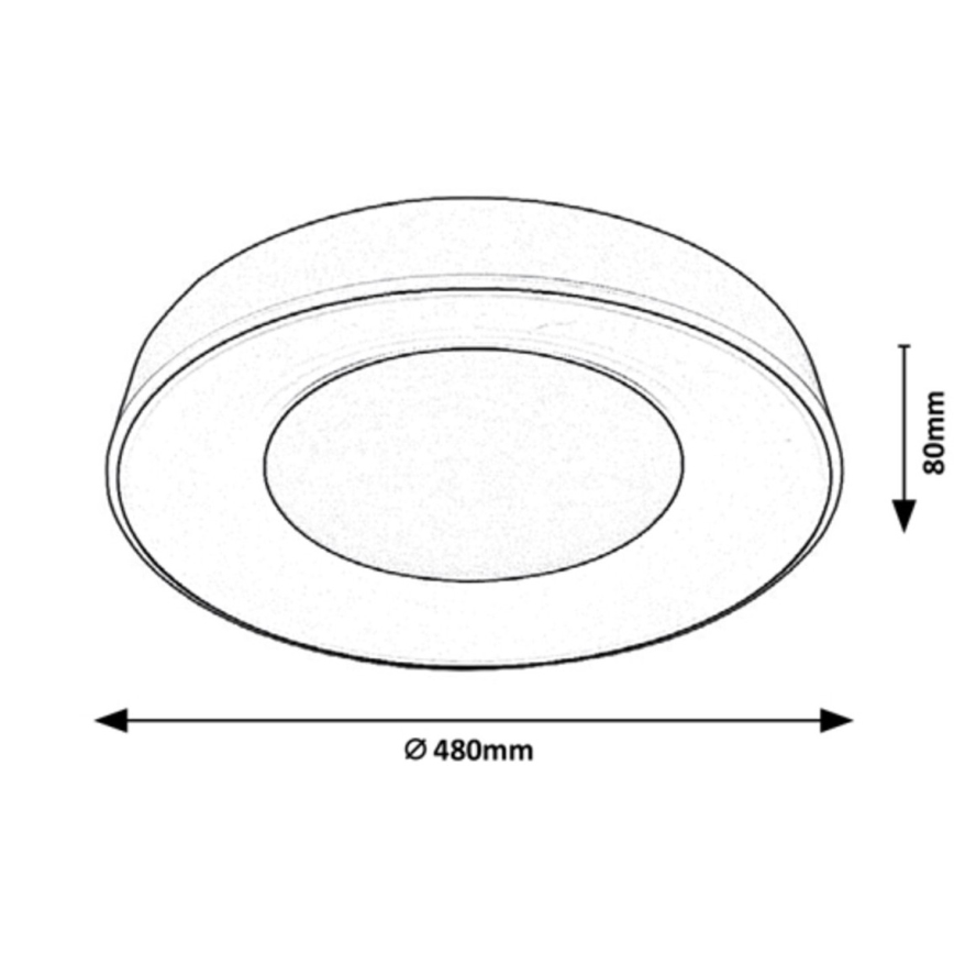 Rabalux - Dimbare LED Plafondlamp LED/38W/230V zwart 3000-6500K + afstandsbediening diameter 48 cm