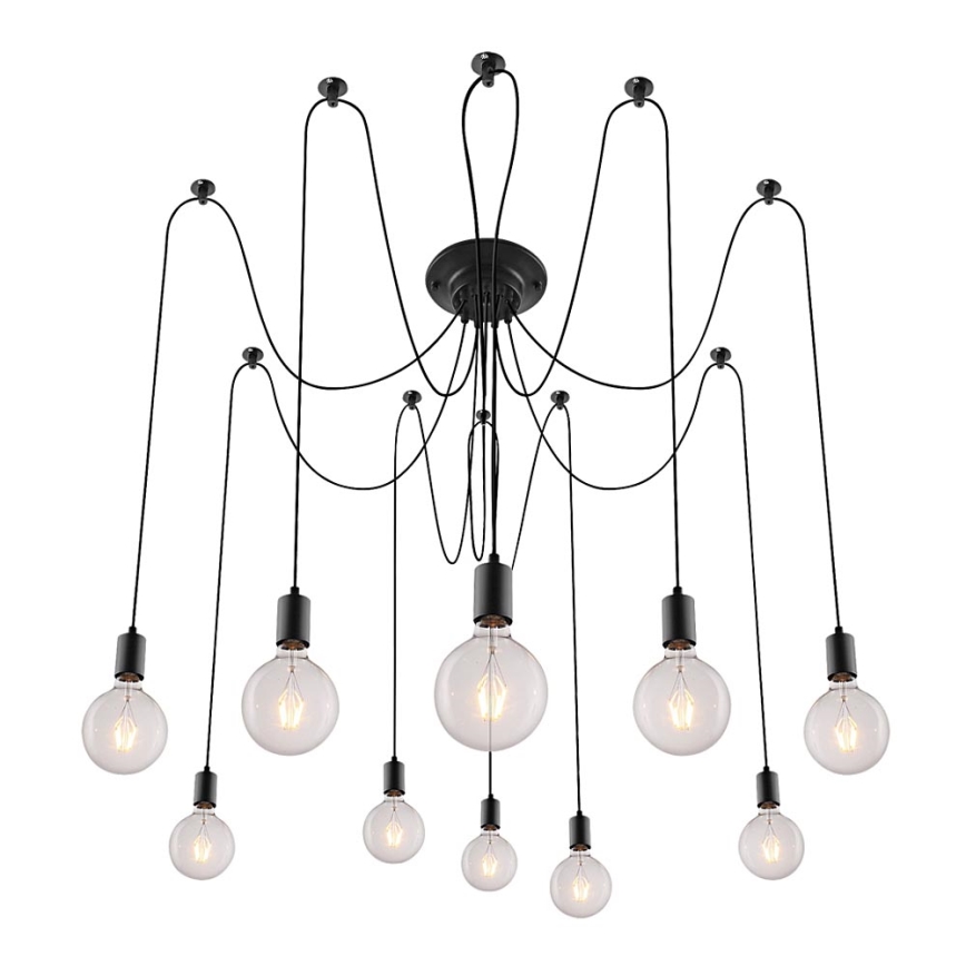 Rabalux - Hanglamp 10xE27/60W/230V spin zwart