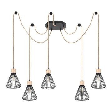 Rabalux - Hanglamp aan een koord 5xE27/40W/230V spin zwart/beuken