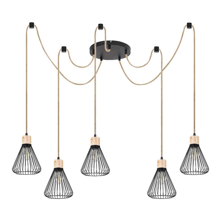 Rabalux - Hanglamp aan een koord 5xE27/40W/230V spin zwart/beuken