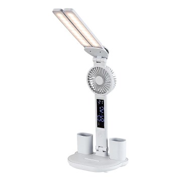 Rabalux - Lampe de bureau LED à intensité variable avec ventilateur et écran LED/7W/5V 3000/4000/6500K