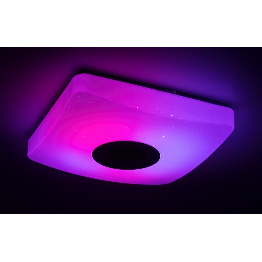 Rabalux - LED RGB dimbare plafondlamp met luidspreker LED/18W/230V 3000-6000K Bluetooth + afstandsbediening 36,5x36,5 cm