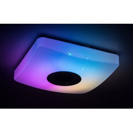 Rabalux - LED RGB dimbare plafondlamp met luidspreker LED/18W/230V 3000-6000K Bluetooth + afstandsbediening 36,5x36,5 cm