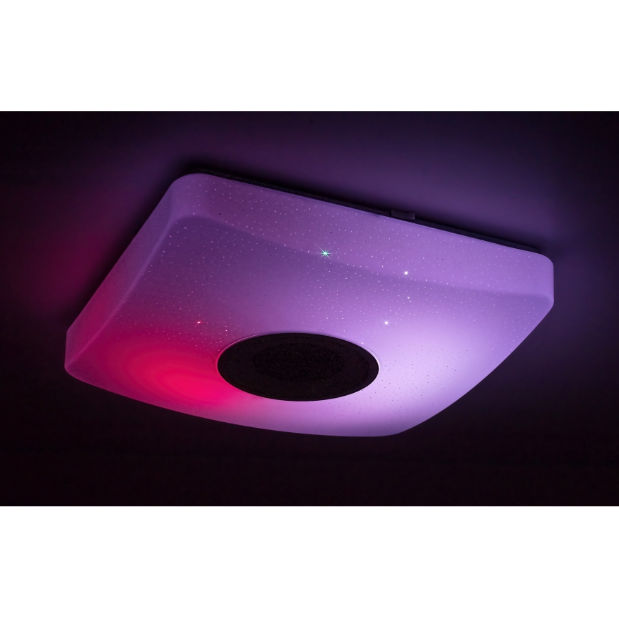 Rabalux - LED RGB dimbare plafondlamp met luidspreker LED/18W/230V 3000-6000K Bluetooth + afstandsbediening 36,5x36,5 cm
