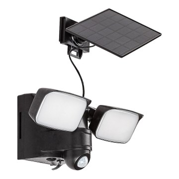 Rabalux - LED Solar wand flexibel lamp met sensor en extern paneel 2xLED/5W/3,7V IP54 zwart
