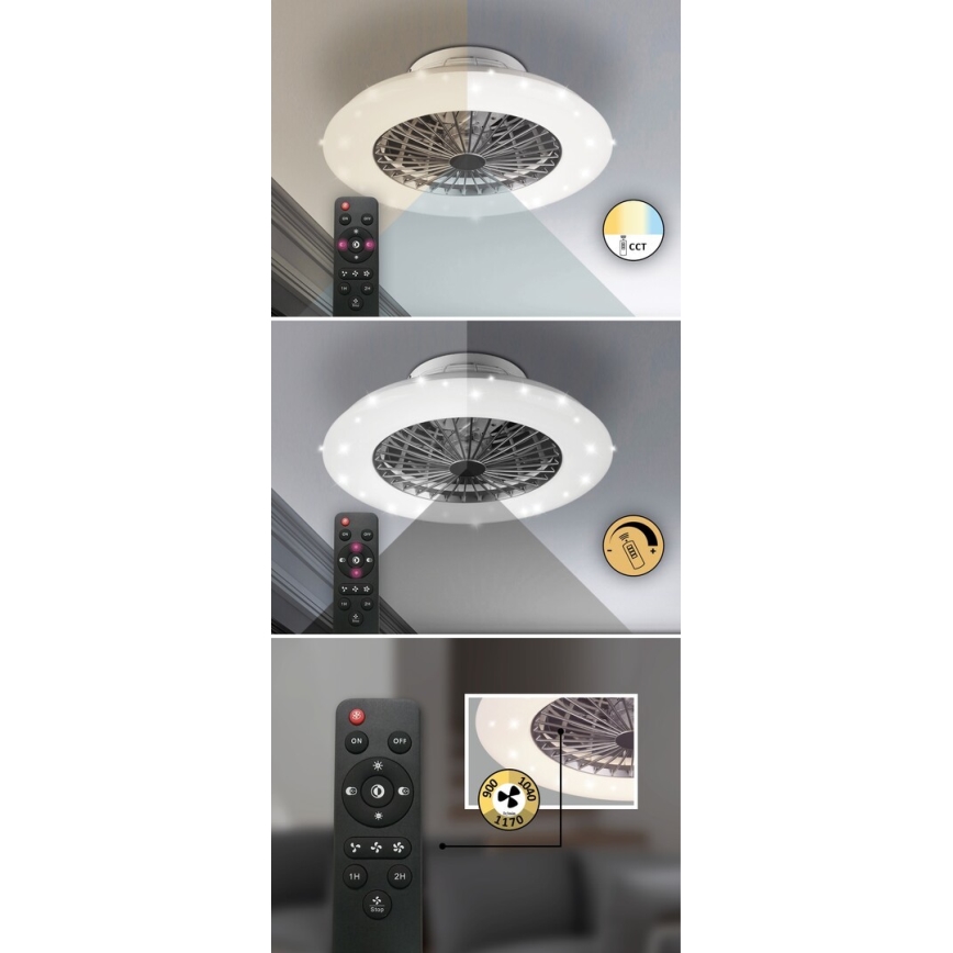 Rabalux - Plafonnier à intensité variable avec ventilateur LED/30W/230V + télécommande 3000-6500K