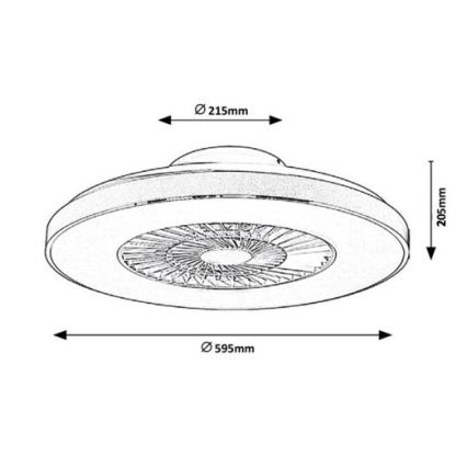 Rabalux - Plafonnier à intensité variable avec ventilateur LED/40W/230V + télécommande 3000-6500K