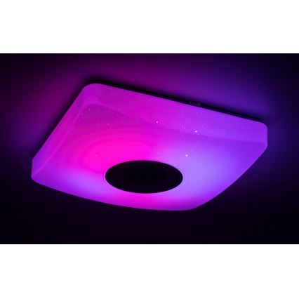 Rabalux - Plafonnier LED RVB avec haut-parleur à intensité variable LED/18W/230V 3000-6000K Bluetooth+ télécommande